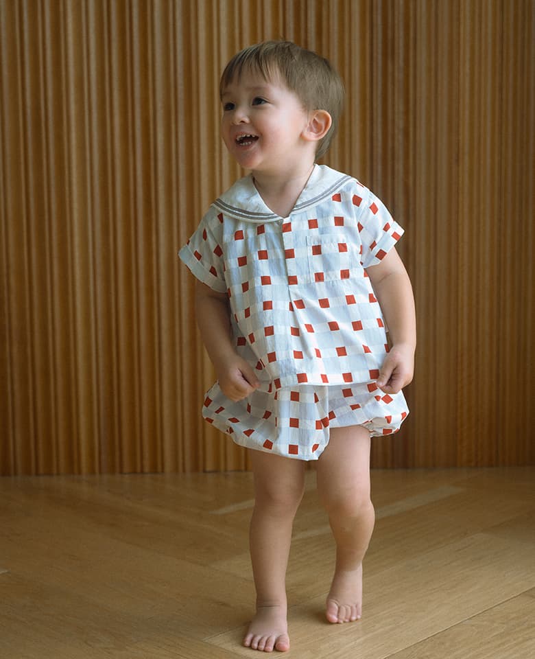 paddle rompers | block blue