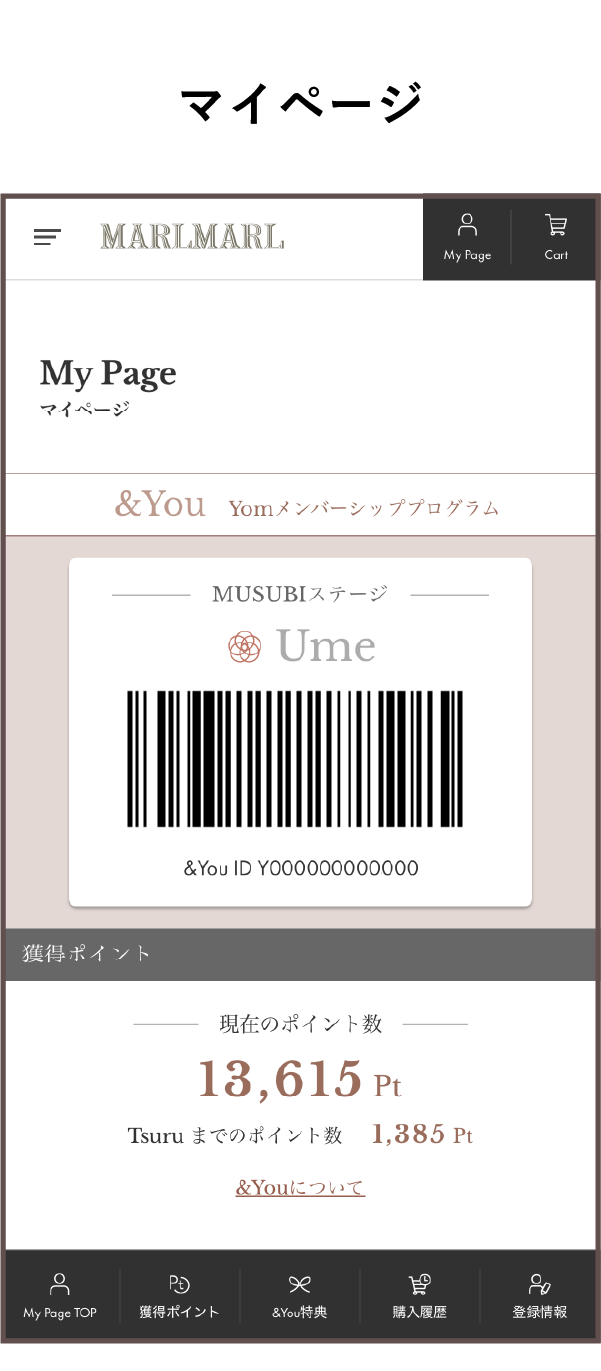 MUSUBI ステージと保有ポイントの確認方法 | &You-Yom メンバーシッププログラム-