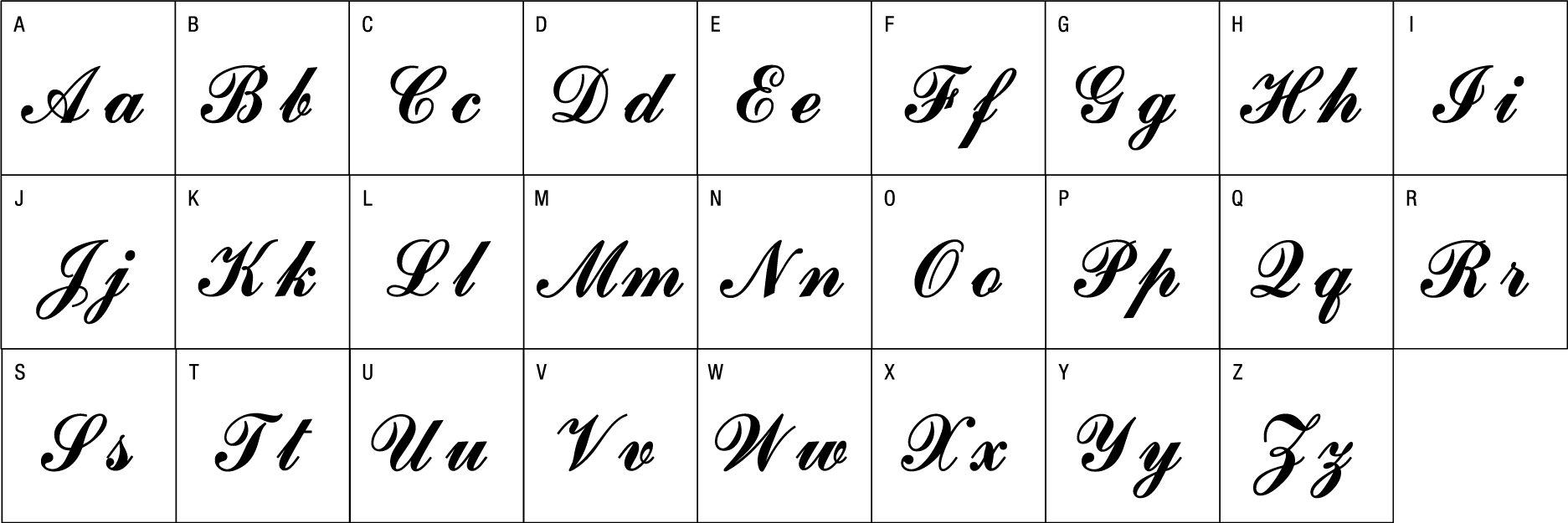 MARLMARLの名入れ刺しゅうのフォント見本