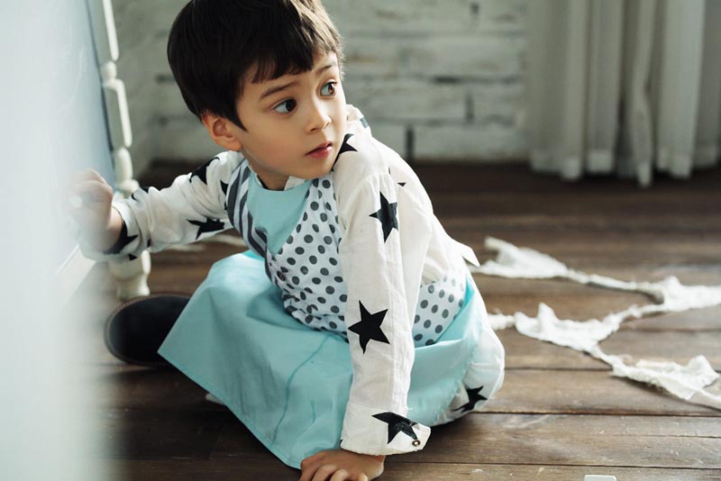 エプロンgarcon 4 slash stripe×dot