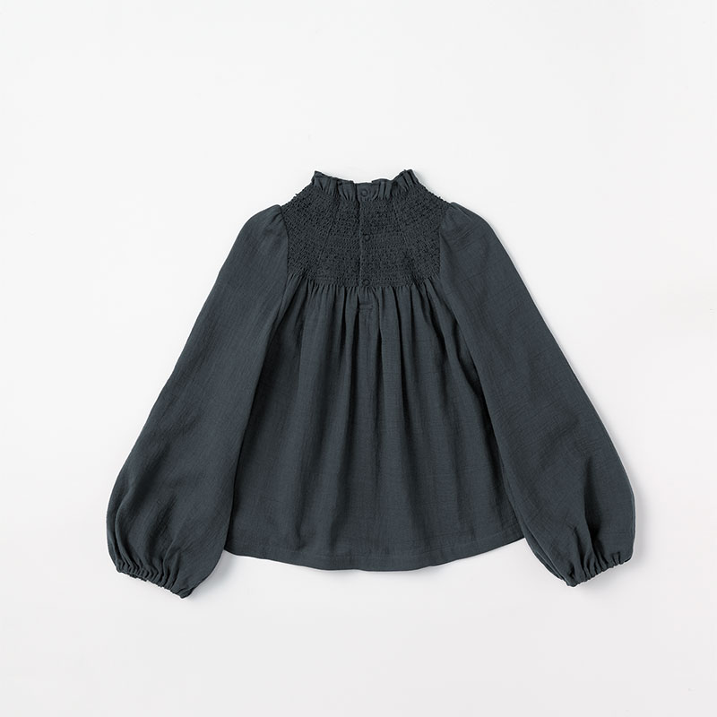blouses 3 shirring navy | ギフト・スタイ・出産祝いのMARLMARL