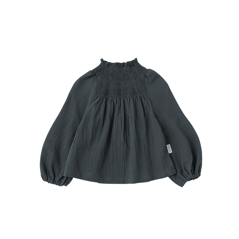 blouses 3 shirring navy