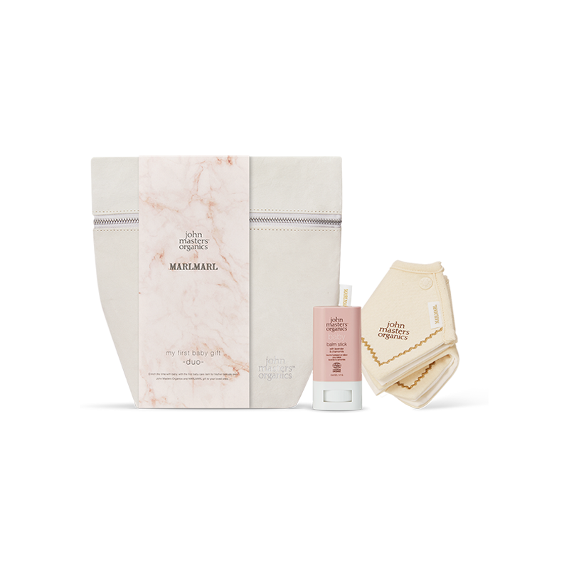 ベビースキンケア&スタイセット（名入れ刺しゅう可） john masters organics ×MARLMARL my first baby gift -duo- | MARLMARL