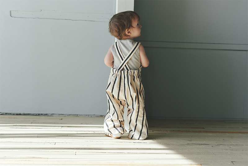 【新品未使用】マールマール loisir salopette 3 stripe loisir salopette 3 stripe | ギフト・スタイ・出産祝いのMARLMARL