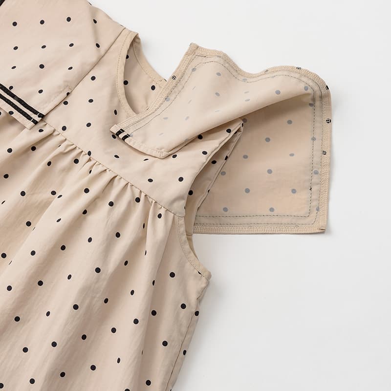 マールマール　ワンピース　ドット　セーラー 90 100 ベージュ paddle dress 3 pindot | ギフト・スタイ・出産祝いのMARLMARL（マール