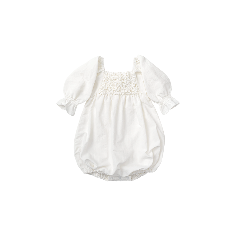 pompadour rompers 1 white | ギフト・スタイ・出産祝いのMARLMARL