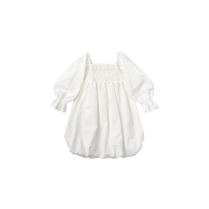 長袖の白色オケージョンワンピース ドレス pompadour dress 1 white