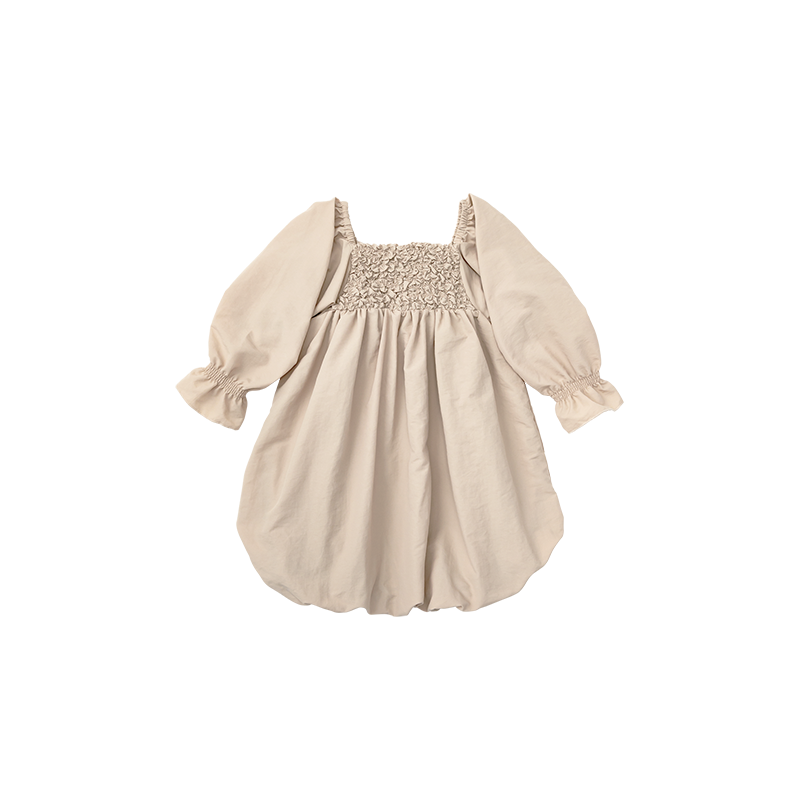 大人っぽい長袖の白色のワンピースドレス pompadour dress 2 beige
