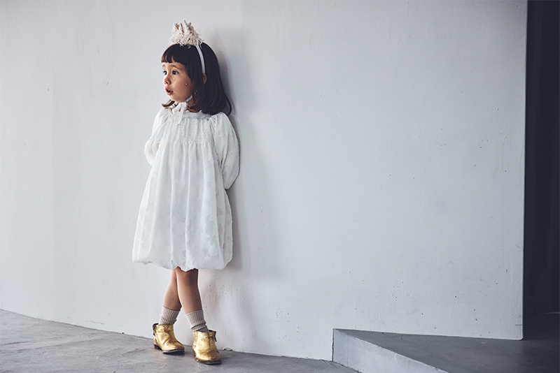 pompadour dress 4 leaf white | ギフト・スタイ・出産祝いのMARLMARL