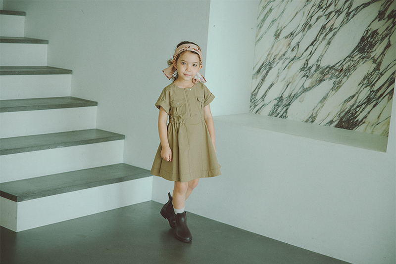 まるちゃんカーキベージュ0 safari dress soil | ギフト・スタイ・出産祝いのMARLMARL（マールマール）