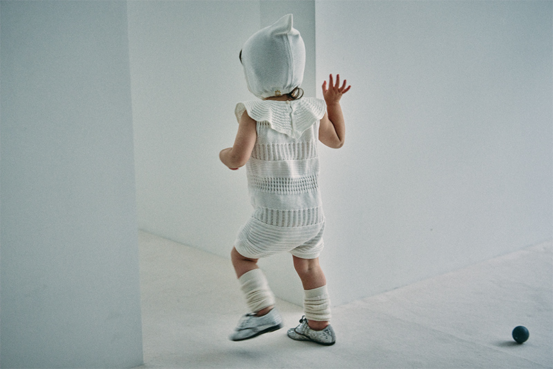 knit frill rompers shiro | ギフト・スタイ・出産祝いのMARLMARL