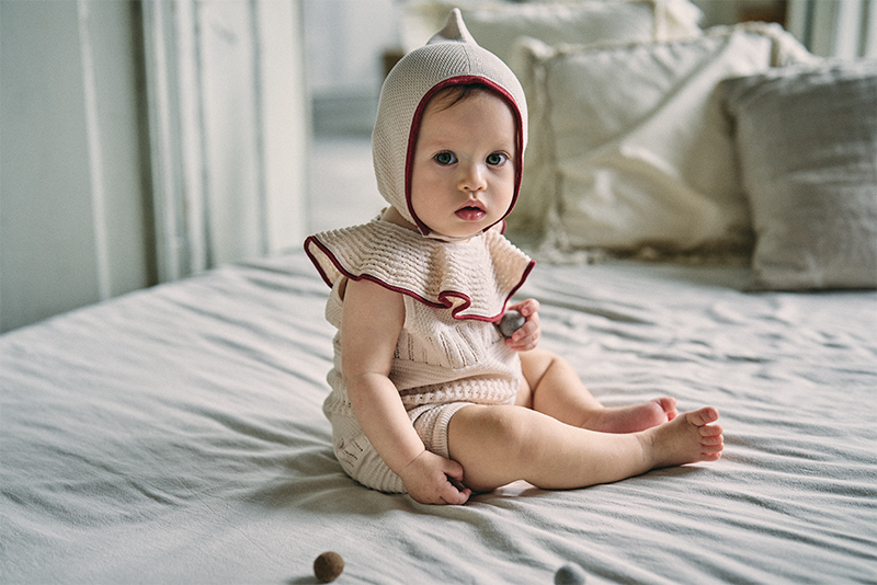 knit frill rompers beni