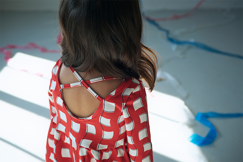 swimwear grid wave red | ギフト・スタイ・出産祝いのMARLMARL