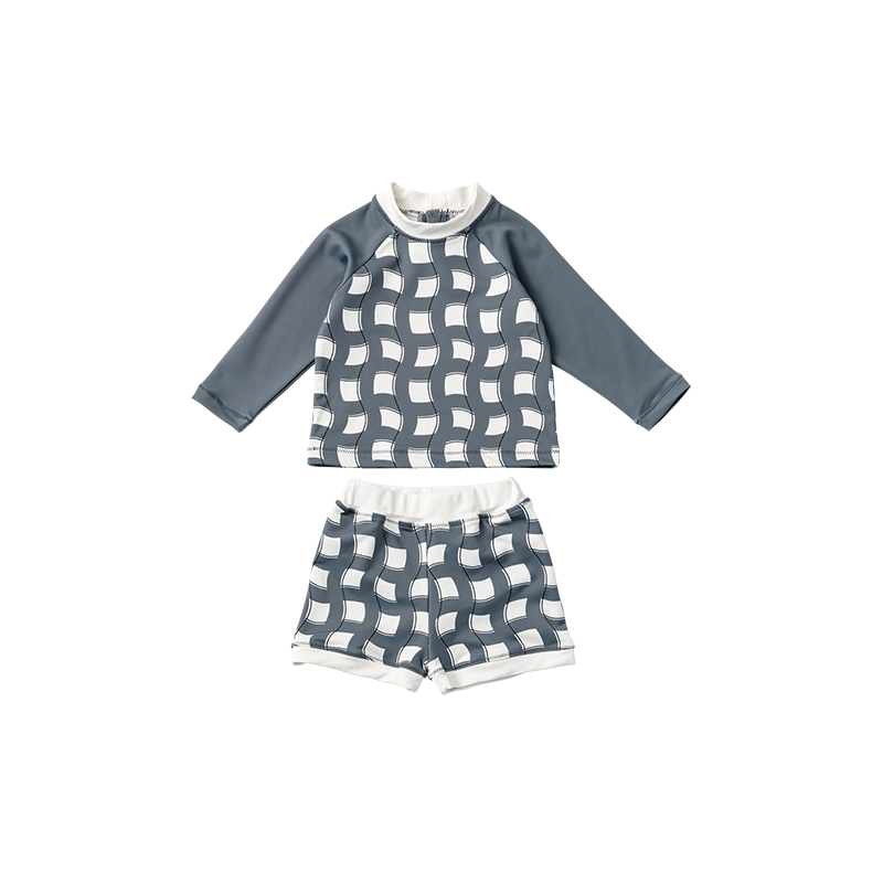 swimwear｜grid wave navy