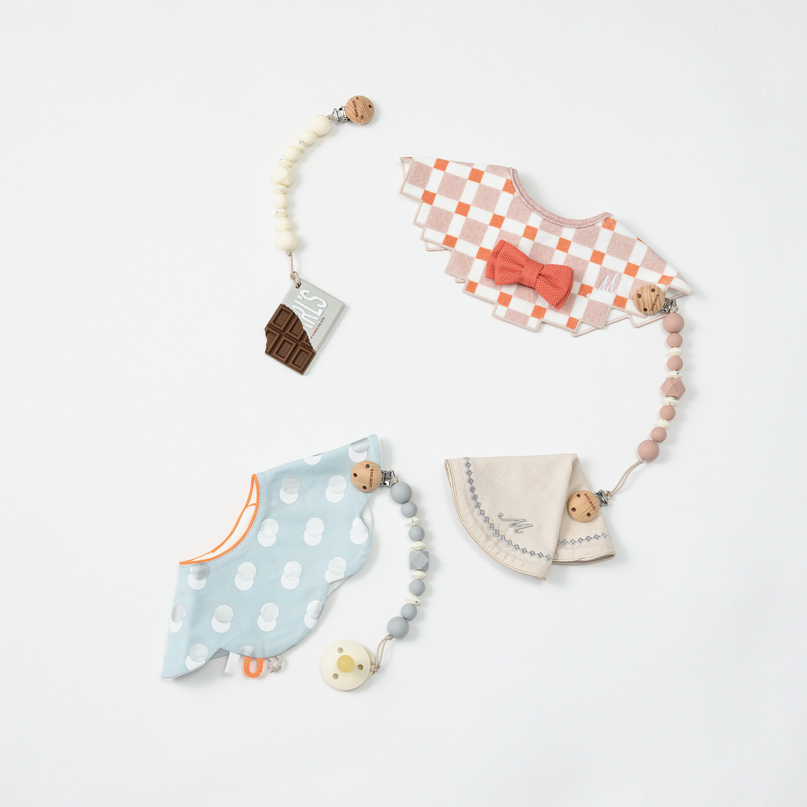 binky strap dot pink | ギフト・スタイ・出産祝いのMARLMARL（マール