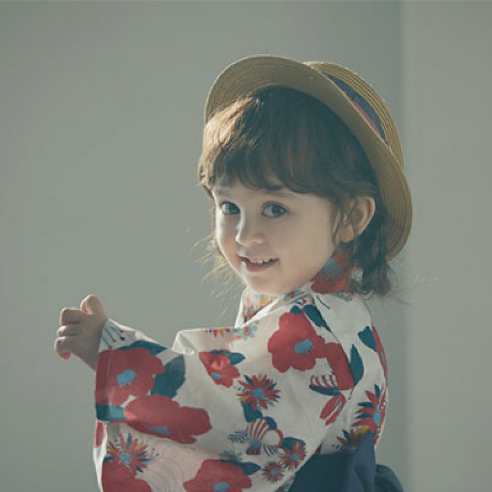 浴衣とカンカン帽のコーディネート