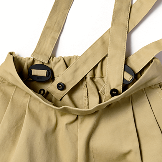 MARLMARLのshortsは取り外し可能なサスペンダーで、長さ調節が可能／特許出願中