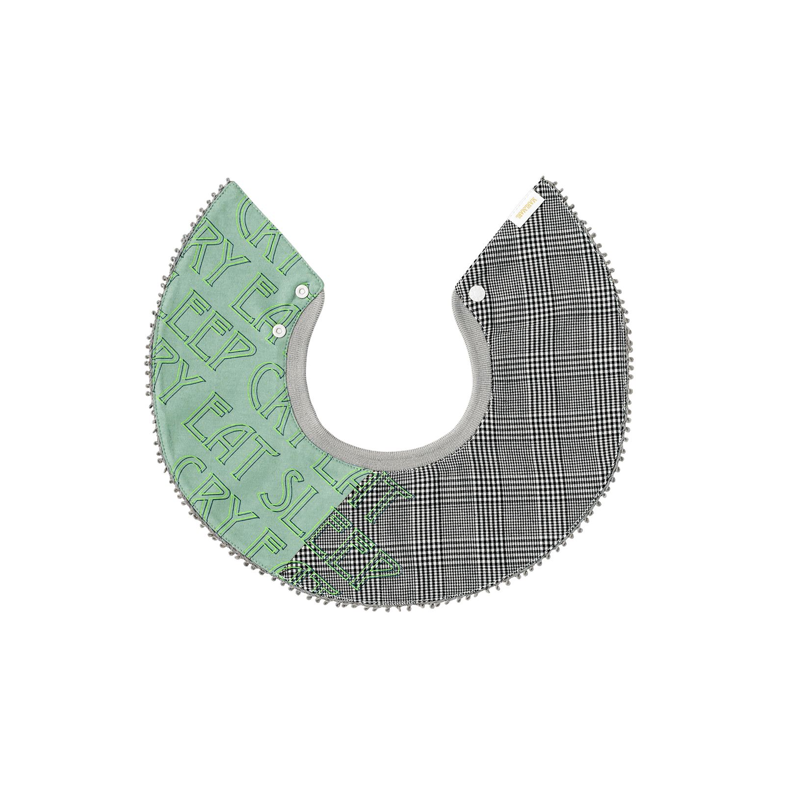 マールマール よだれかけ grid 4 eat sleep cry green