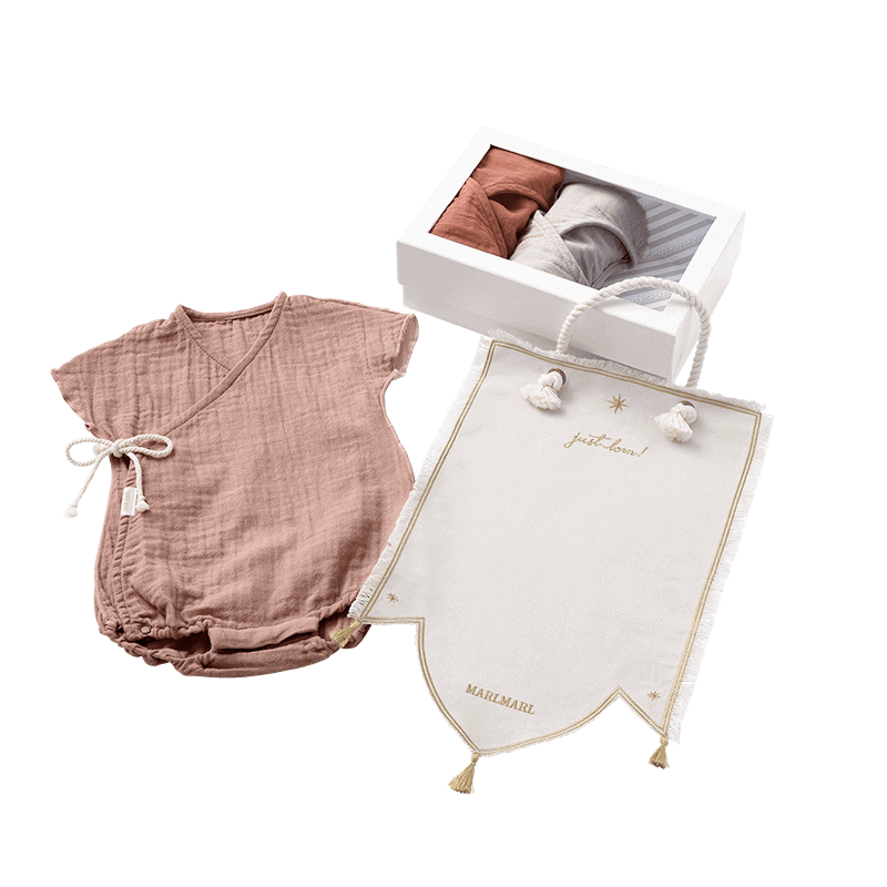 マールマール 新生児肌着セット（名入れ刺しゅう可） tous les jours box 1 half sun