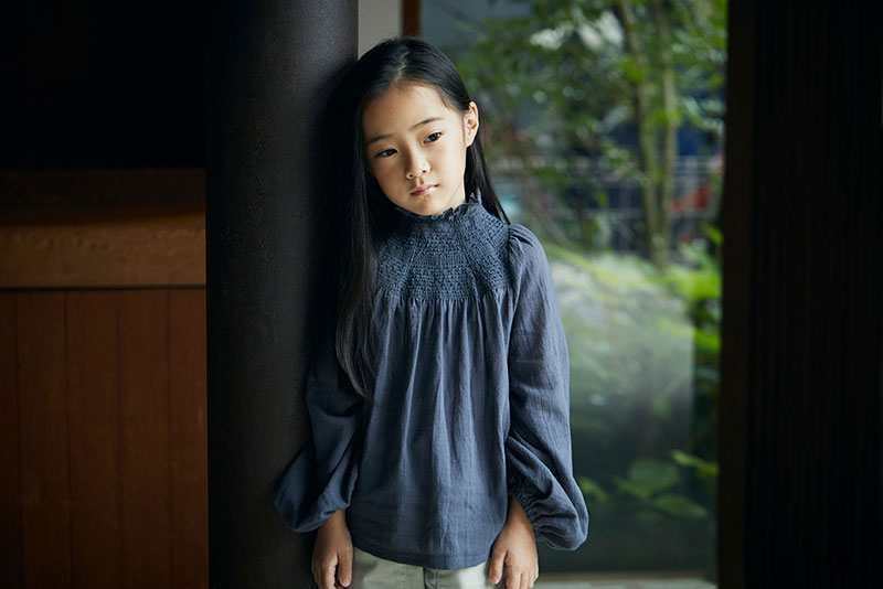 blouses 3 shirring navy