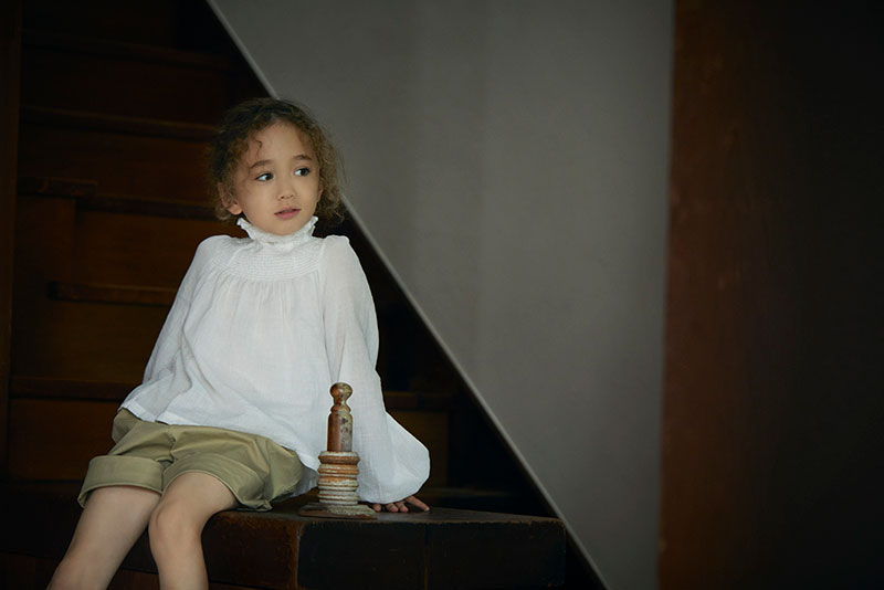 blouses 1 shirring white / baby size ¥8,250 ・ kids size ¥8,800 | 出産祝い・ギフトならMARLMARLのスタイ