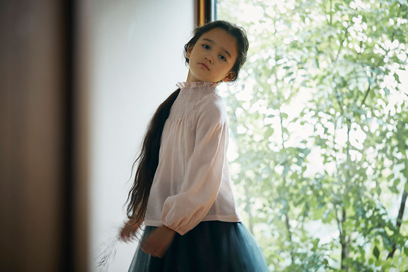 blouses 2 shirring pink / baby size ¥8,250 ・ kids size ¥8,800 | 出産祝い・ギフトならMARLMARLのスタイ