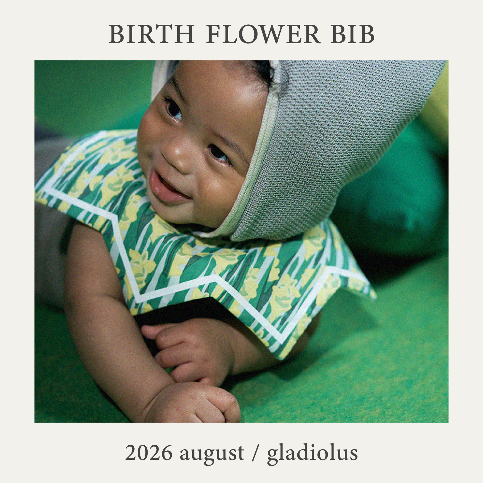 【Birth Flower Bib】8月の誕生花スタイ「gladiolus」発売 7.27(MON.)
